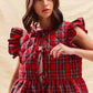 SO ME Christmas Holiday Plaid Ruffled Quilt Vest Top - DAVERRI FASHIONS