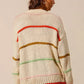 SO ME Loose Fit Multi Stripe Open Front Cardigan - DAVERRI FASHIONS