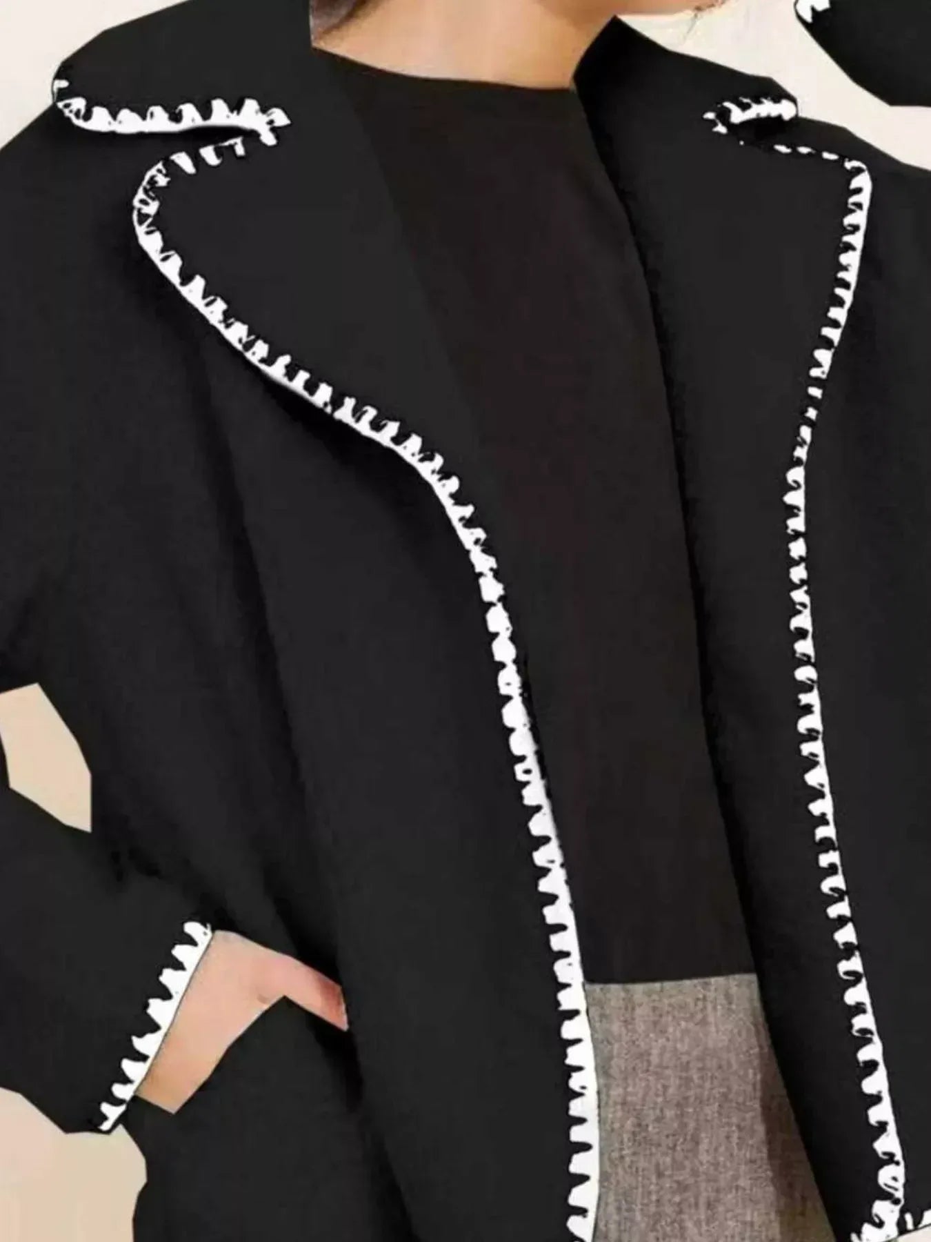 Sherpa Contrast Trim Button Up Jacket - DAVERRI FASHIONS