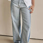 Contrast Straight Leg Jeans with Pockets - DAVERRI FASHIONS