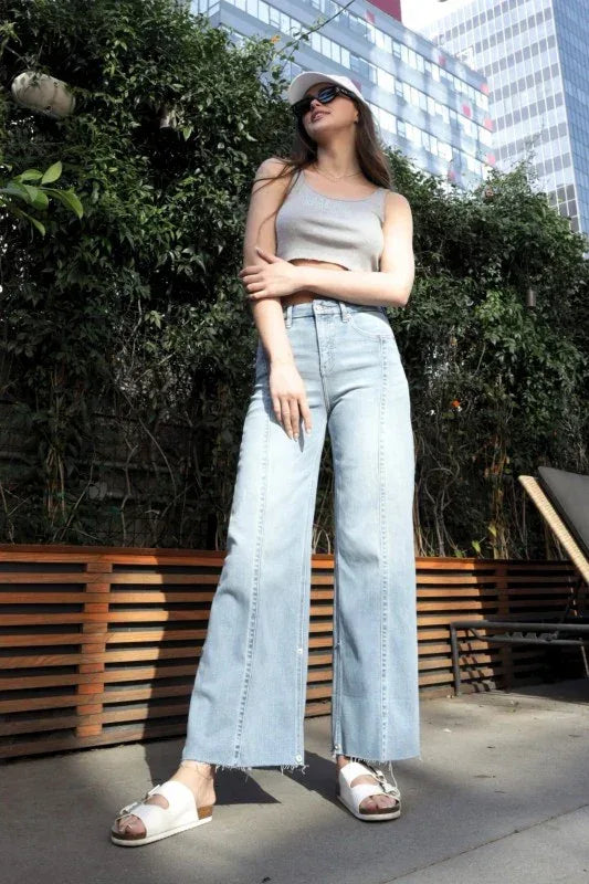 Artemis Vintage Inseam Transform Mid Rise Wide Leg Jeans - DAVERRI FASHIONS