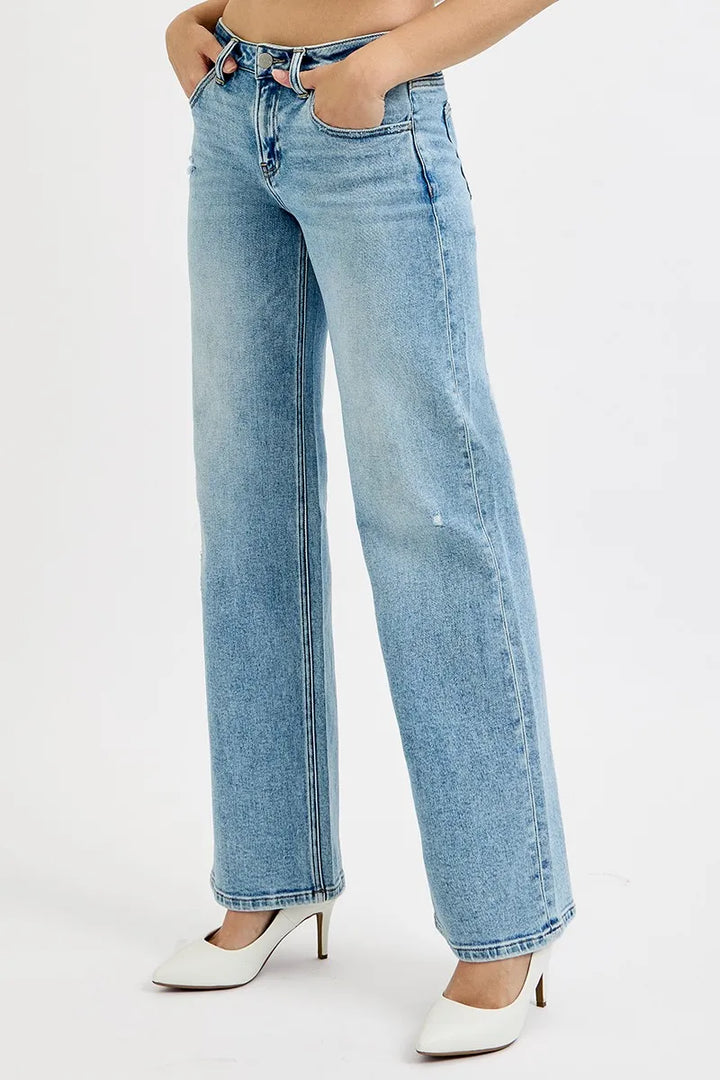 RISEN Full Size Low Rise Ankle Boyfriend Distressed Jeans Plus Size Jeans