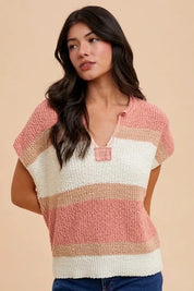 Annie Wear Low Gauge Color Block Textured Sweater Top | Sweaters Daverri Fashions