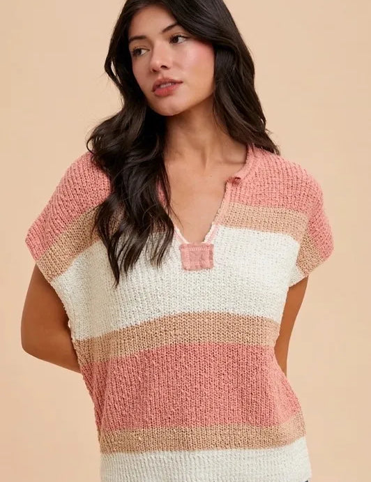 Annie Wear Low Gauge Color Block Textured Sweater Top | Sweaters Daverri Fashions