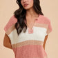 Annie Wear Low Gauge Color Block Textured Sweater Top