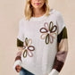 BiBi Flower Color Block Sweater - DAVERRI FASHIONS