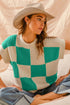 SO ME Check Plaid Casual Sweater Top JADE IVORY