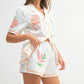 MABLE Embroidered Button Down Shirt and Shorts Set Outfit Sets