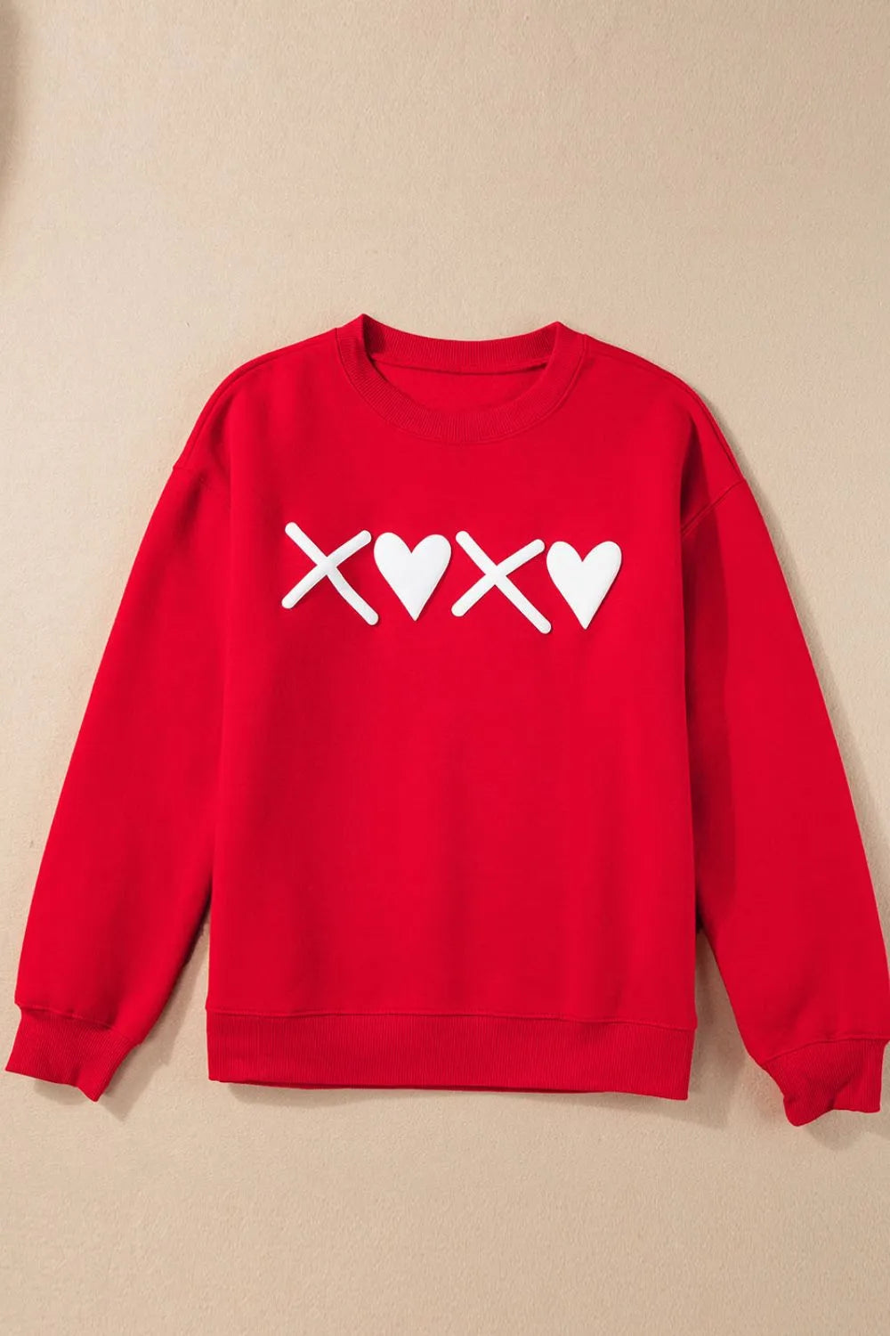 Valentine’s Day XOXO Round Neck Drop Shoulder Sweatshirt | Sweatshirts Daverri Fashions