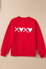 Valentine’s Day XOXO Round Neck Drop Shoulder Sweatshirt | Sweatshirts Daverri Fashions