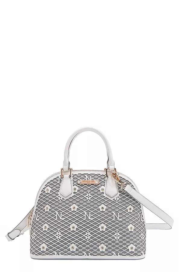 WHITE OS Nicole Lee USA Gracie Dome Satchel | Daverri Fashions
