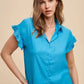 Annie Wear Relaxed Fit Ruffle Sleeve Woven Blouse Top - DAVERRI FASHIONS