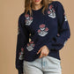 Umgee Floral Knit Sweater with Puff Sleeves - DAVERRI FASHIONS