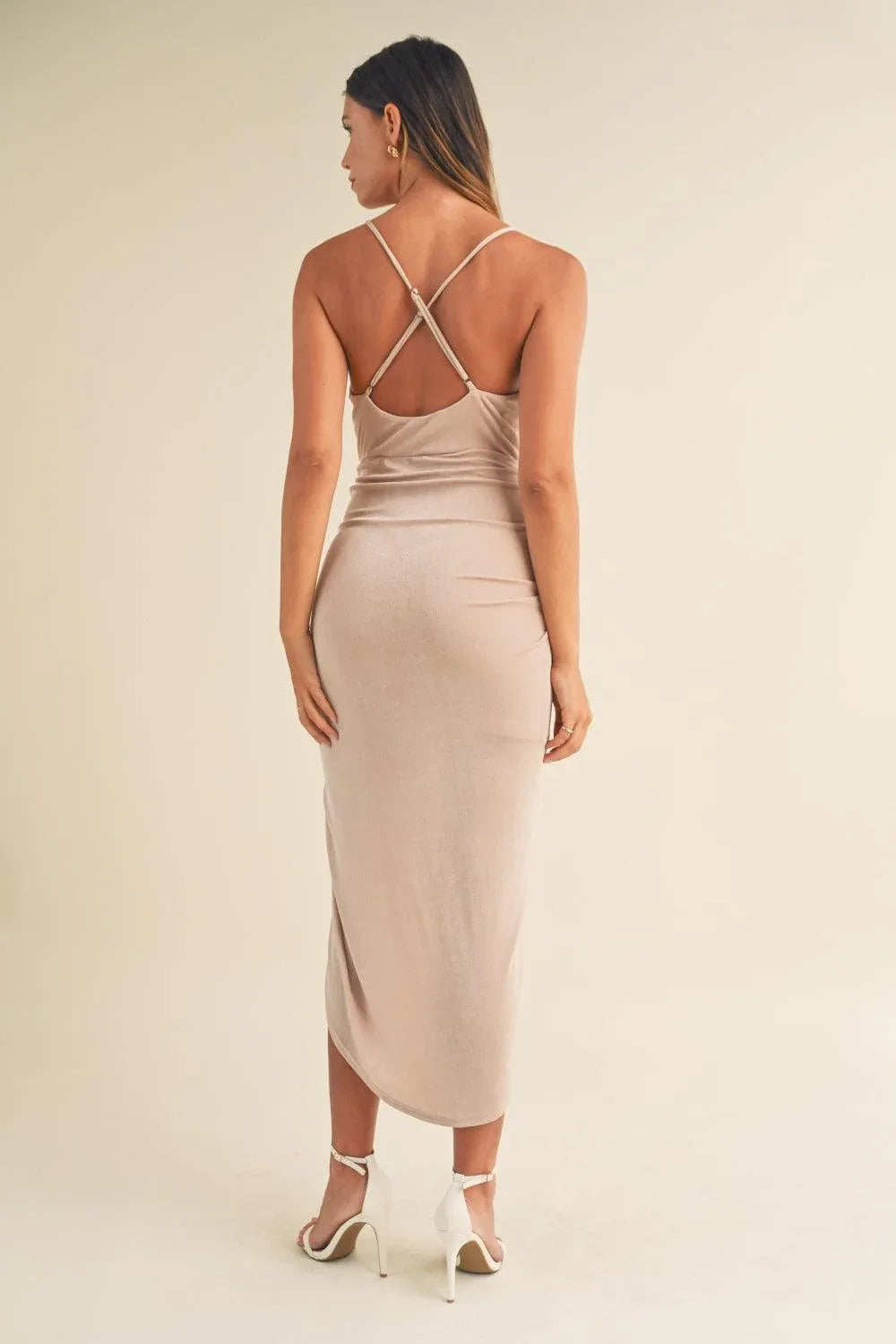 Mable Draped Detail Cami Midi Dress - DAVERRI FASHIONS