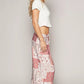 POL Drawstring Floral Patchwork Wide leg Pants - DAVERRI FASHIONS