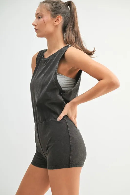 MONO B Mineral Wash Vintage Romper Rompers