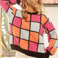 BiBi Multi Color Checker Pattern Sweater - DAVERRI FASHIONS