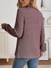 Daverri Fashions burgundy white striped long sleeve top