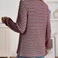 Daverri Fashions burgundy white striped long sleeve top