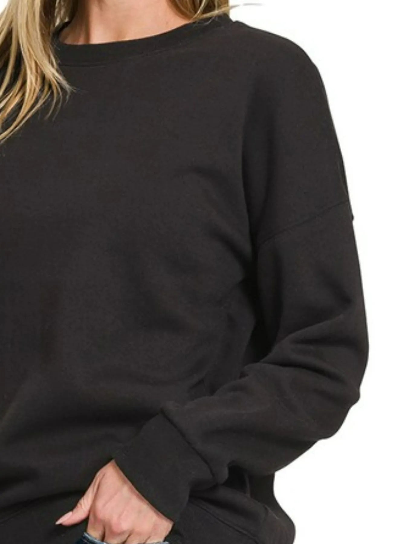 Zenana Full Size Fleece Drop Shoulder Sweatshirt Plus Size Sweatshirts