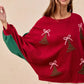 BiBi Christmas Theme Tree Embroidered Sweater - DAVERRI FASHIONS