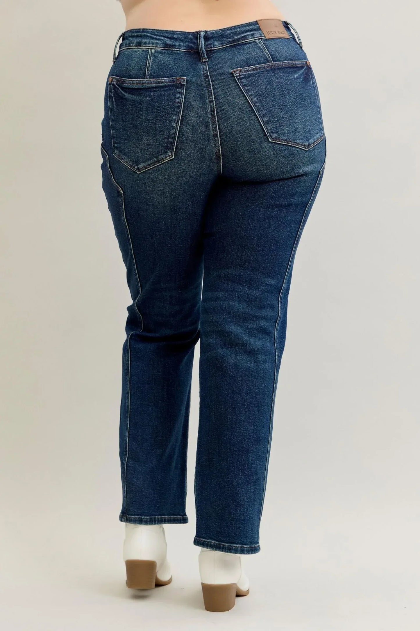 Judy Blue Full Size Seam Detail Straight Leg Jeans Plus Size - DAVERRI FASHIONS