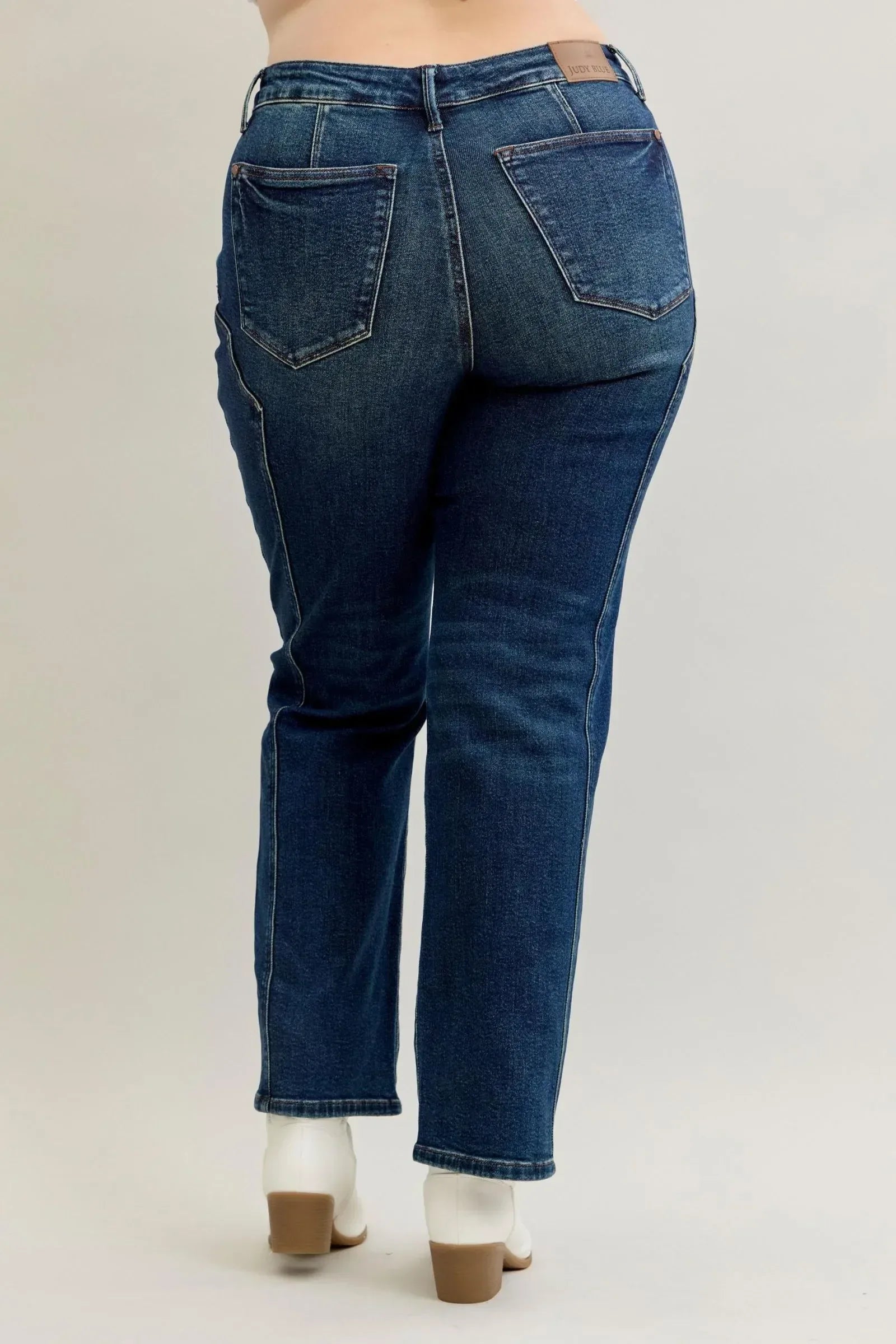 Judy Blue Full Size Seam Detail Straight Leg Jeans Plus Size - DAVERRI FASHIONS