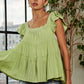 ADORA Ruffle Sleeve Babydoll Tunic Top Tops