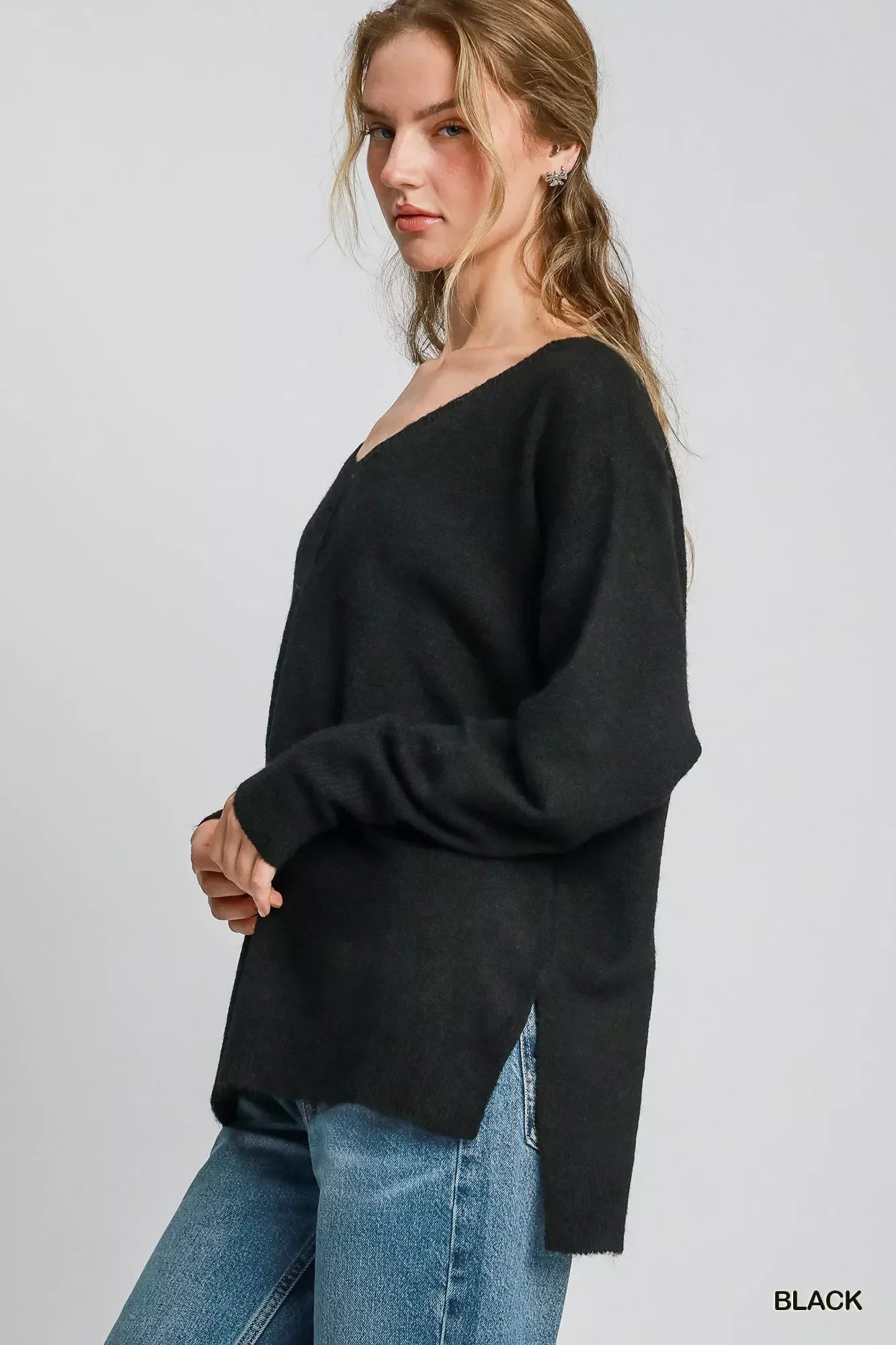 Umgee Wool Blended Pullover Sweater - DAVERRI FASHIONS