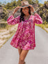 Long Sleeve V-Neck Mini Dress - DAVERRI FASHIONS