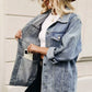 Button Up Long Sleeve Denim Jacket - DAVERRI FASHIONS