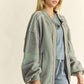 Davi & Dani Exposed Seam Zip Up Dropped Shoulder Jacket Tops