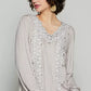 POL Floral Embroidery Woven Top with Lace Trim - DAVERRI FASHIONS