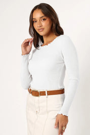 Lettuce Edge Round Neck Long Sleeve Top | Tops Daverri Fashions