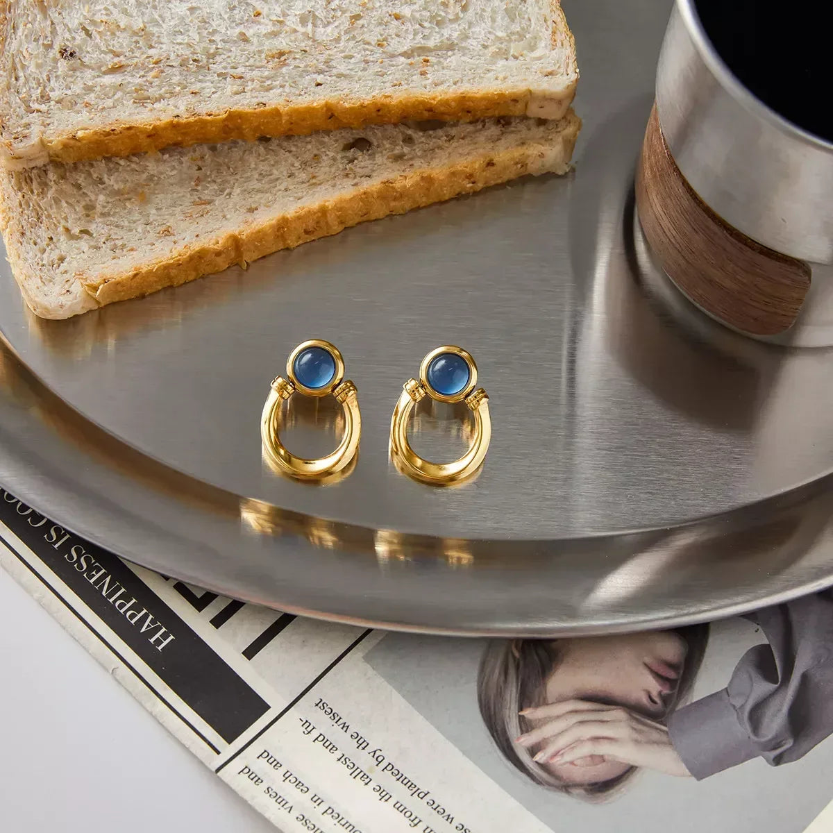 18K Gold-Plated Post Back Earrings - DAVERRI FASHIONS