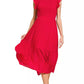 Zenana woven smocked ruffle sleeve midi dress in vibrant red