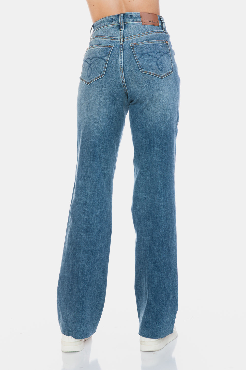 Judy Blue Tummy Control Cut Raw Hem Straight Jeans Bottoms