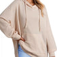 Daverri Fashions oversized beige ribbed knit drawstring hoodie with side slit