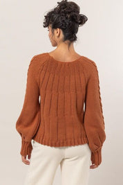 HYFVE Cable-Knit Round Neck Raglan Sleeve Sweater Sweaters