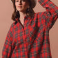 SO ME Christmas Checker Plaid Button Up Shirt Dress - DAVERRI FASHIONS