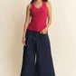 Davi & Dani Patch Pocket Wide Leg Culotte Jeans - DAVERRI FASHIONS