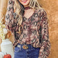 And The Why Choker Neck Dolman Sleeve Snake Print Top - DAVERRI FASHIONS