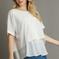 Umgee Full Size Eyelet Layered Short Sleeve Blouse Plus Size White 1XL Blouses