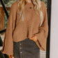 Daverri Fashions Hollowed Detail Wide Sleeve Loose Pullover Sweater - DAVERRI FASHIONS