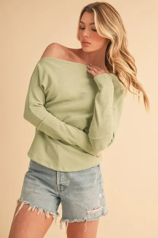 Aemi + Co One Shoulder Long Sleeve Knit Top - DAVERRI FASHIONS