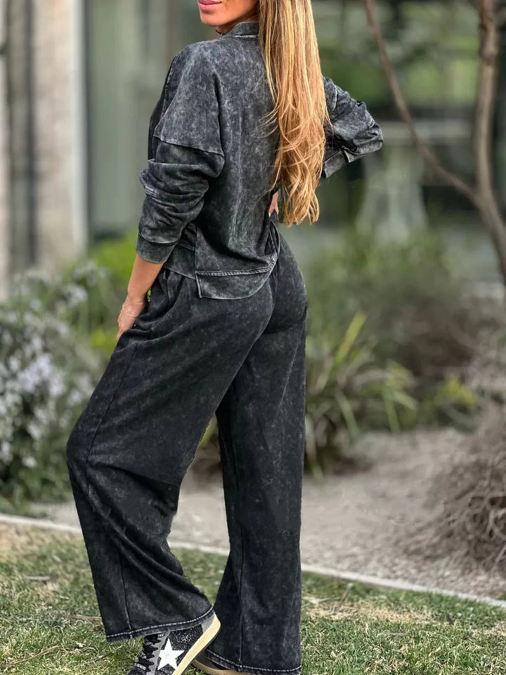 Full Size Round Neck Long Sleeve Top and Pants Set Plus Size | Loungewear Sets Daverri Fashions