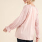 And The Why Leaves Shape Textured Sleeve Blouse Blouses