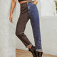 Two Tone Straight Leg Jeans - DAVERRI FASHIONS