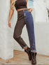 Two Tone Straight Leg Jeans - DAVERRI FASHIONS