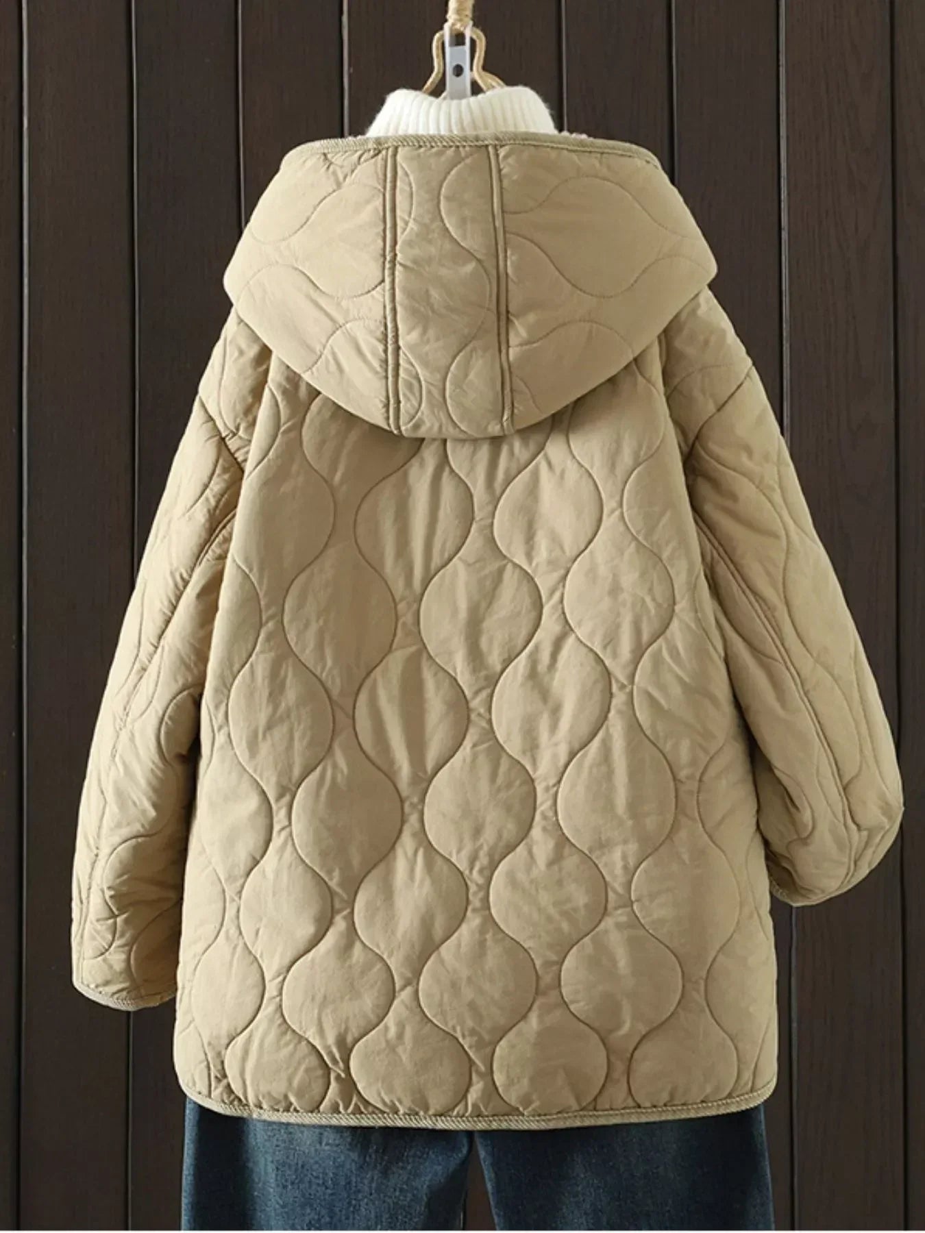 Quilted Hooded Sherpa Lined Jacket - DAVERRI FASHIONS